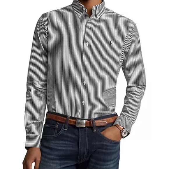 Polo Ralph Lauren Men’s Poplin Stripe Classic  Fit Performance Button Down Shirt - Picture 1 of 8